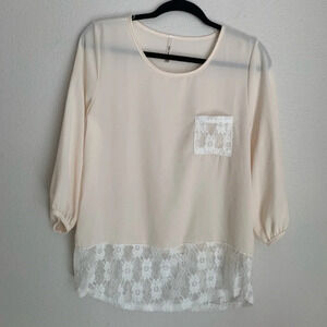 New Made cream white lace blouse S New